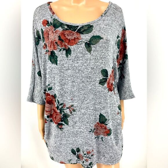 Bobble Brooks Plus Size Dolman Sleeve Rose Knit Sweater:Top Size 1X - Picture 2 of 9